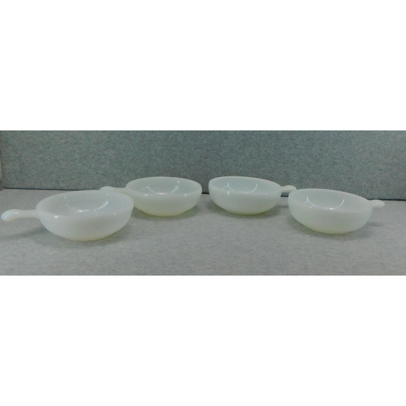 Vintage Milk White Glass Multi - Purpose Bowl with Handle - Set of 4 - Picture 13 of 14